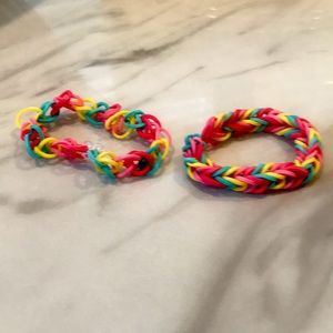 Handmade Pink, Red, Yellow, and Blue bracelets set